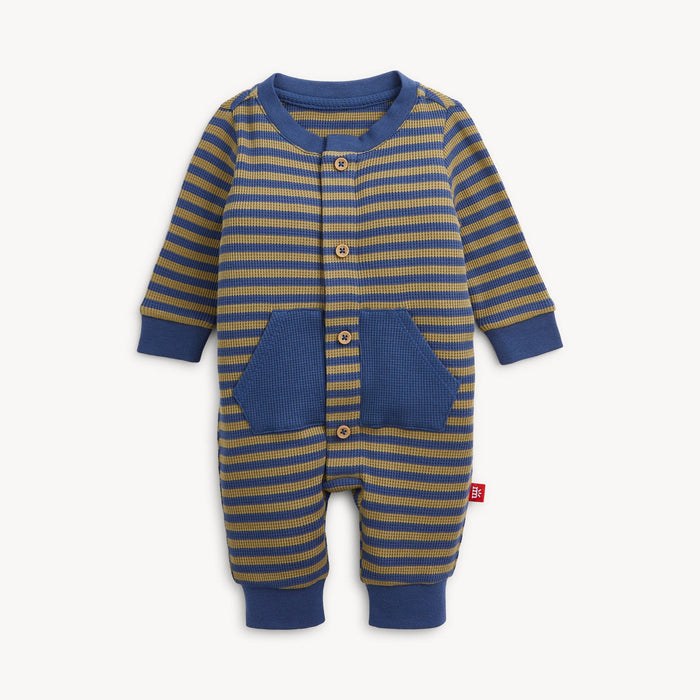 Magnetic Me Romper - Waffle Green Stripe