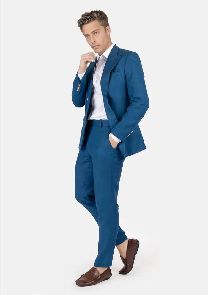Hudson Marine Blue Linen Suit - SARTORO