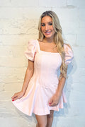 May Puff Sleeve Mini Dress, Pink Babydoll Dress, Linen Dress, Easter Dress, Spring and Summer Dresses, Adeline Boutique, Dallas Boutique