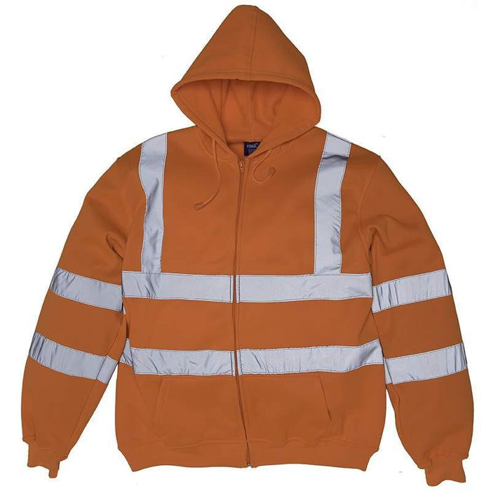 Men's Hi Visibility Zipped Hooded Sweatshirt