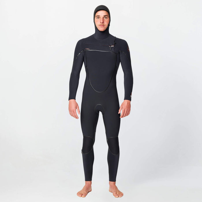 Men's HyperFire X Hooded 5/4mm Steamer Chest Zip - Black