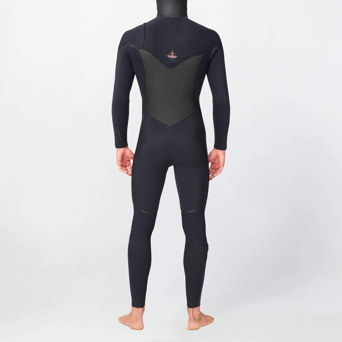 Men's HyperFire X Hooded 5/4mm Steamer Chest Zip - Black
