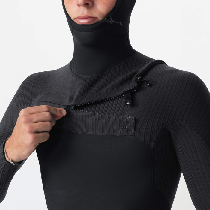Men's HyperFreak Hooded 5/4+mm Steamer Chest Zip - Black
