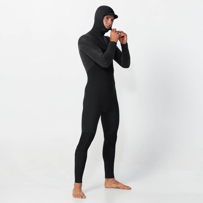 Men's HyperFreak Hooded 5/4+mm Steamer Chest Zip - Black