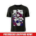 Solid black short-sleeve t-shirt in 6XL size shown from the back with a round neckline.