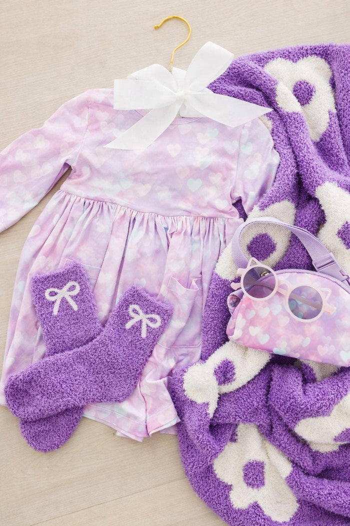 Mila & Rose - Lilac/Coconut Bow Cozy Socks