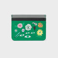 Min & Mon - Filium Irish Green Leather Cardholder - Floralia Embroidery