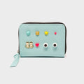 Min & Mon - Frodo Eggshell Blue Leather Zip Around Wallet - Studs Pattern