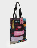 Min & Mon - The Everyday Tote Bag - Black Cyclepet Fabric Subway Stories Print