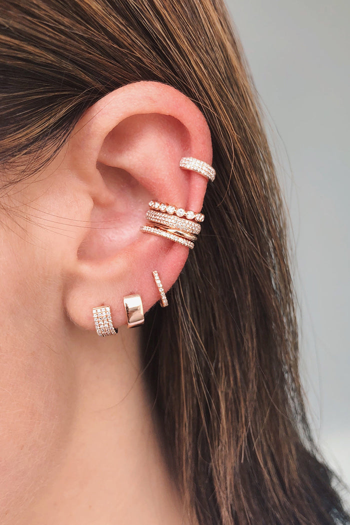Mini Diamond Huggie Earring - Yellow Gold