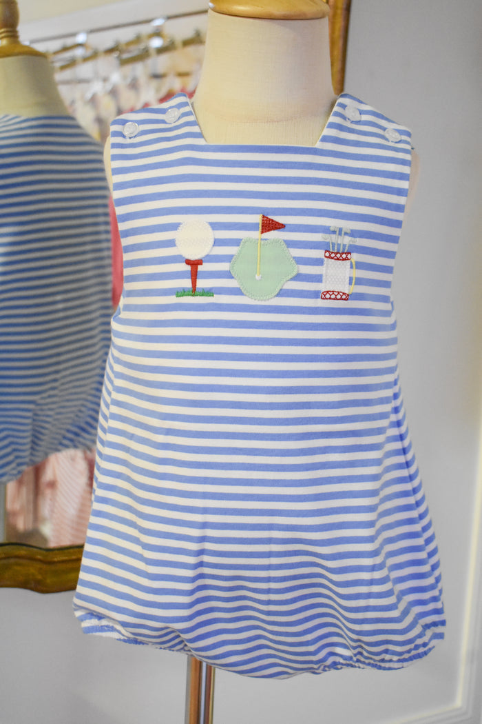 Mini Mulligans-Blue Striped Knit Bubble