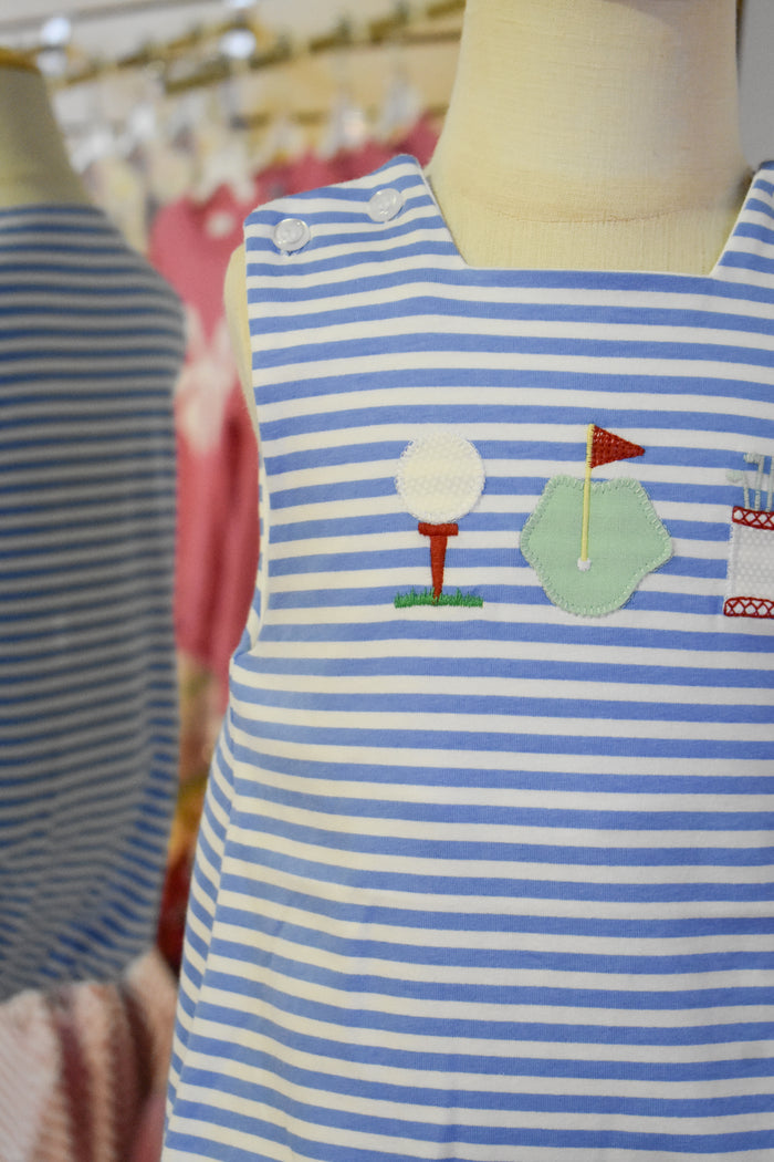 Mini Mulligans-Blue Striped Knit Bubble