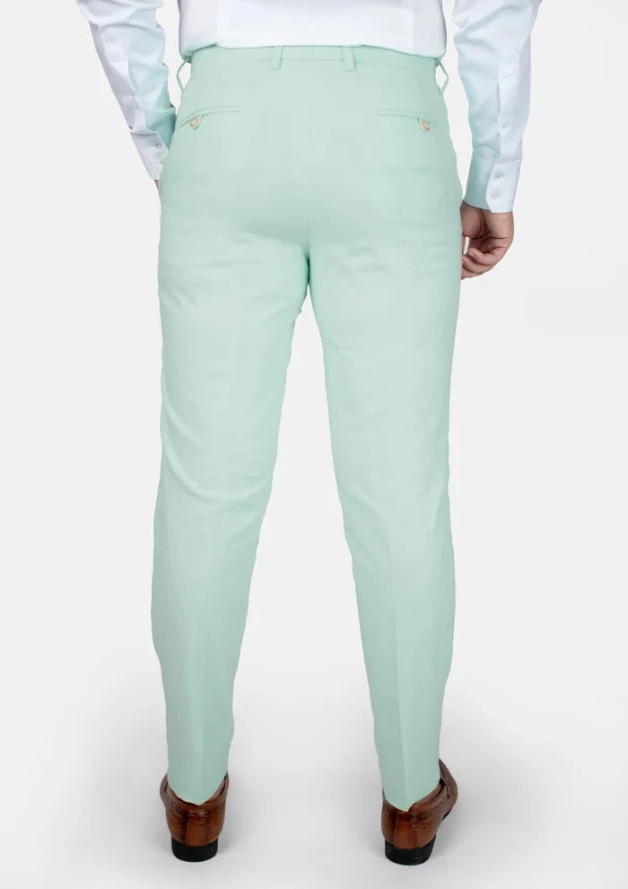 Mint Green Linen Blend Pants - SARTORO