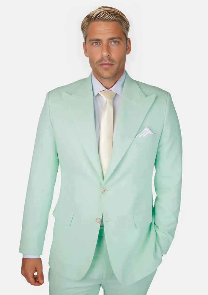 Hudson Mint Green Linen Blend Suit - SARTORO