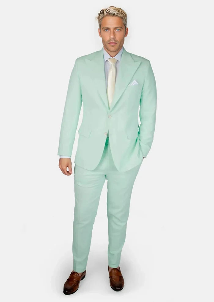 Hudson Mint Green Linen Blend Suit - SARTORO