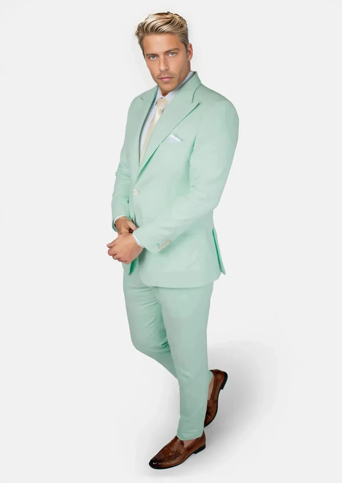 Hudson Mint Green Linen Blend Suit - SARTORO