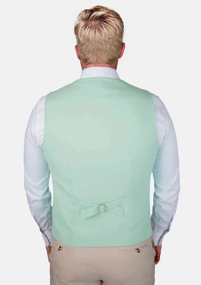 Mint Green Linen Blend Vest - SARTORO