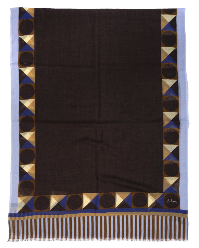 Wool Modernist Geo Wrap in black