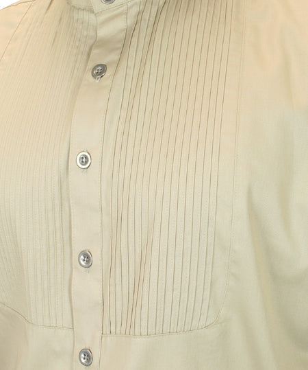 Morgan Pleated Dress Shirt - Tan