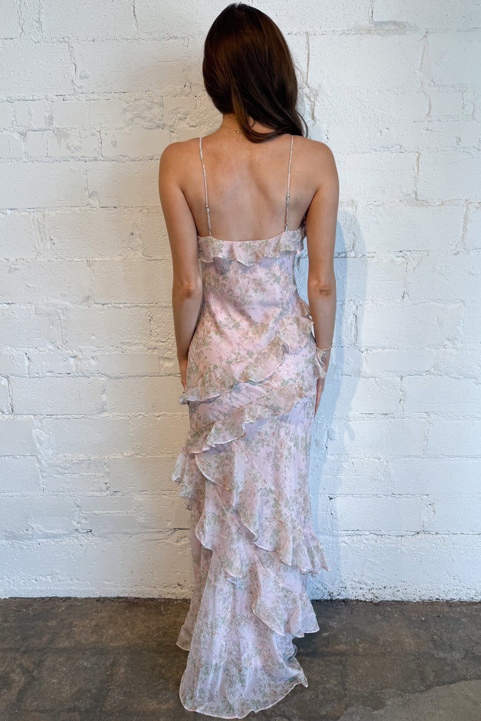 Morning Garden Maxi Pink Back, adeline boutique, dallas boutique, boutique