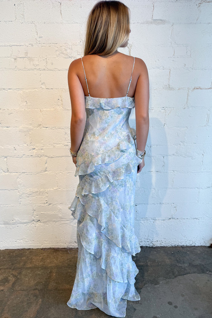 Morning Garden Maxi Blue Back, adeline boutique, dallas boutique, boutique