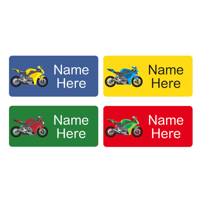 Motorbike Rectangle Name Labels 32pk