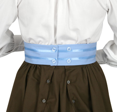 Narrow Cotton Ribbon Belt - Blue