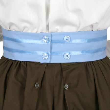 Narrow Cotton Ribbon Belt - Blue