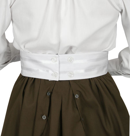 Narrow Cotton Ribbon Belt - White