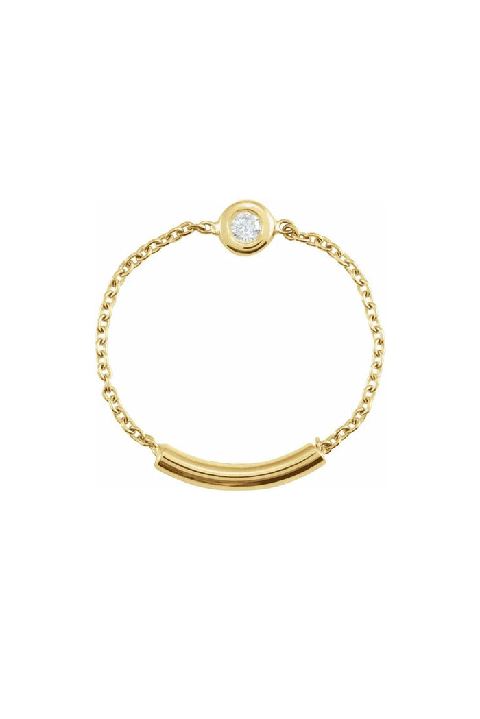 Natural Diamond Bezel-Set Chain Ring - Yellow Gold