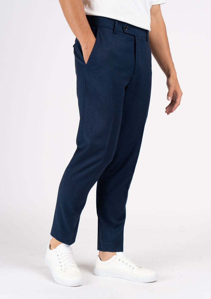 Navy Crosshatch Pants - SARTORO