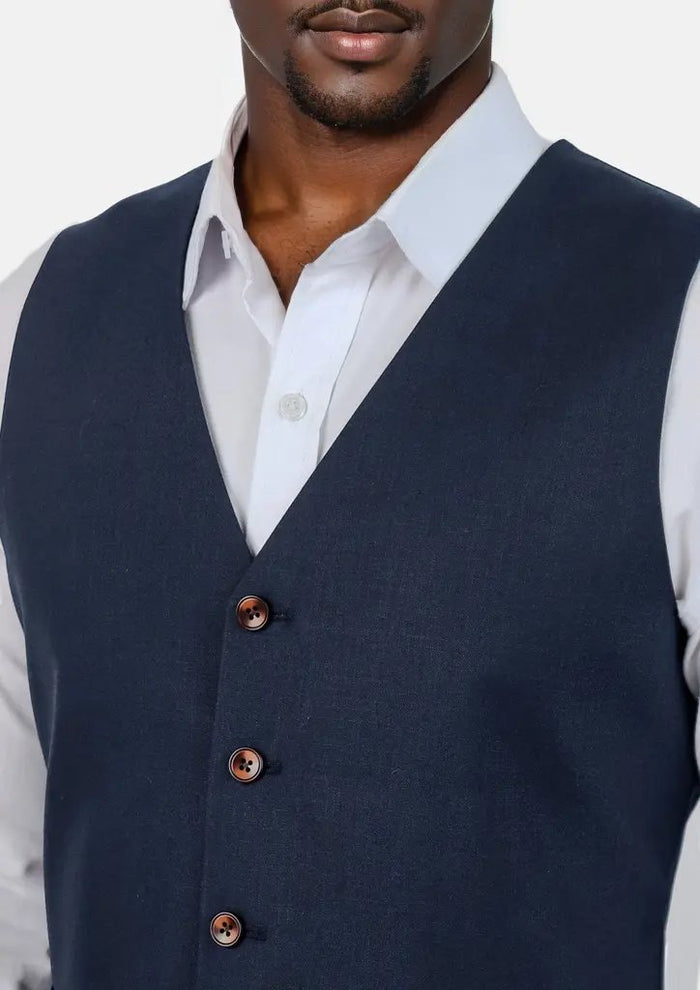 Navy Sharkskin Vest - SARTORO