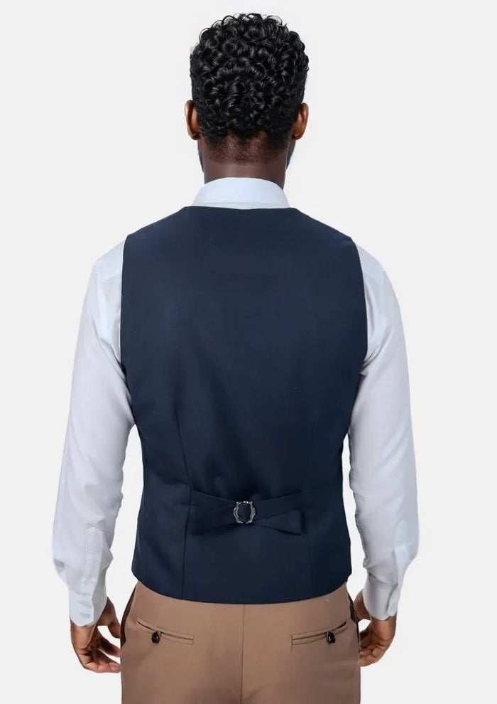 Navy Sharkskin Vest - SARTORO