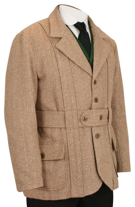 Norfolk Jacket - Tan Herringbone Tweed