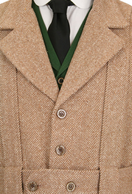 Norfolk Jacket - Tan Herringbone Tweed