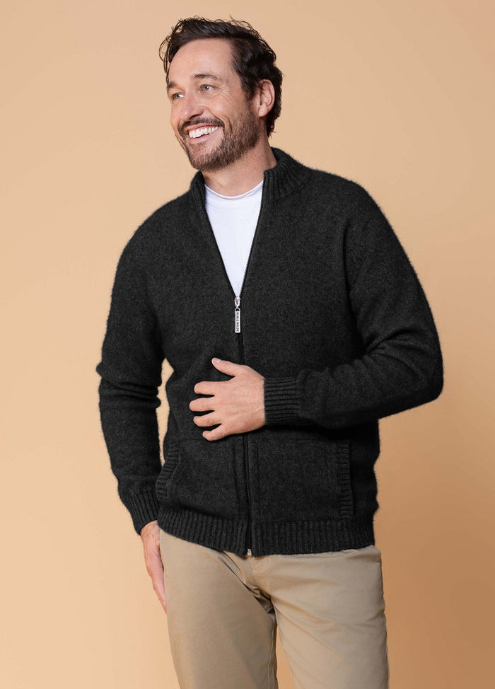 Possum and Merino  NW1071 Bristol Jacket - Ultimate in comfort full zip style, integrated pockets, high rib collar Single jersey knit. WholeGarment seamless construction.  Composition - 40% Possum Fur, 53% Merino, 7% Silk