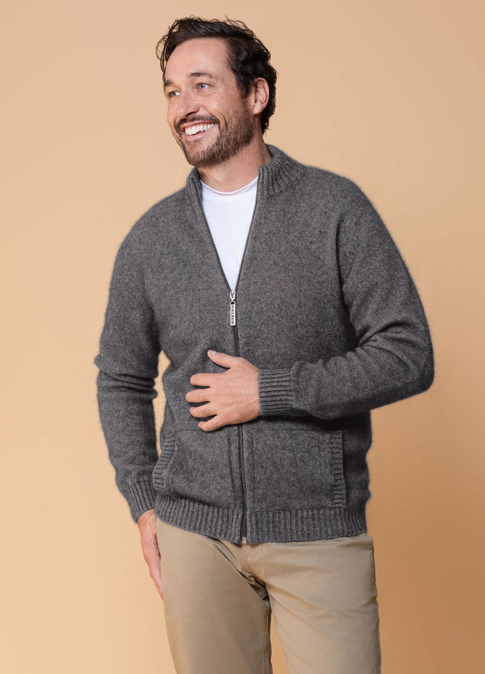 Possum and Merino  NW1071 Bristol Jacket - Ultimate in comfort full zip style, integrated pockets, high rib collar Single jersey knit. WholeGarment seamless construction.  Composition - 40% Possum Fur, 53% Merino, 7% Silk