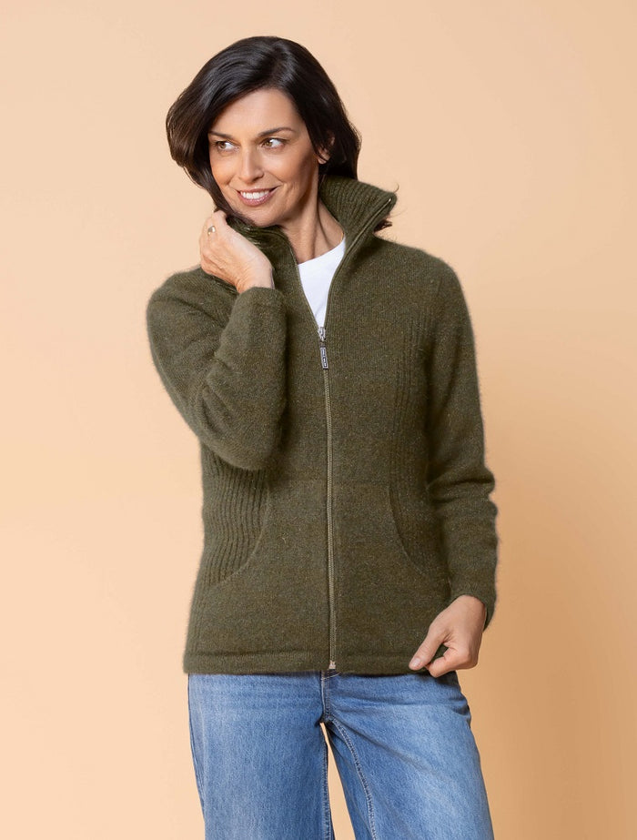 Possum and Merino  NW3005 Market Day Jacket - The ultimate in comfort, this style offers full zip, integrated pockets, turndown rib collar that can be zipped right up, ribbed side panels. WholeGarment seamless construction.
