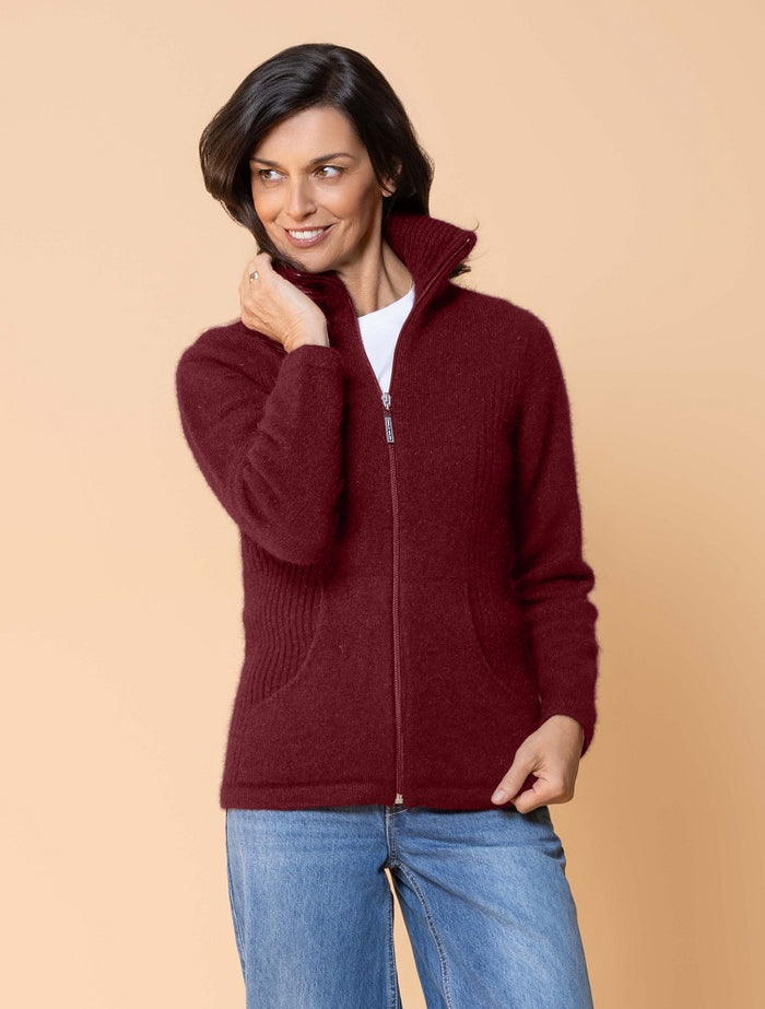 Possum and Merino  NW3005 Market Day Jacket - The ultimate in comfort, this style offers full zip, integrated pockets, turndown rib collar that can be zipped right up, ribbed side panels. WholeGarment seamless construction.