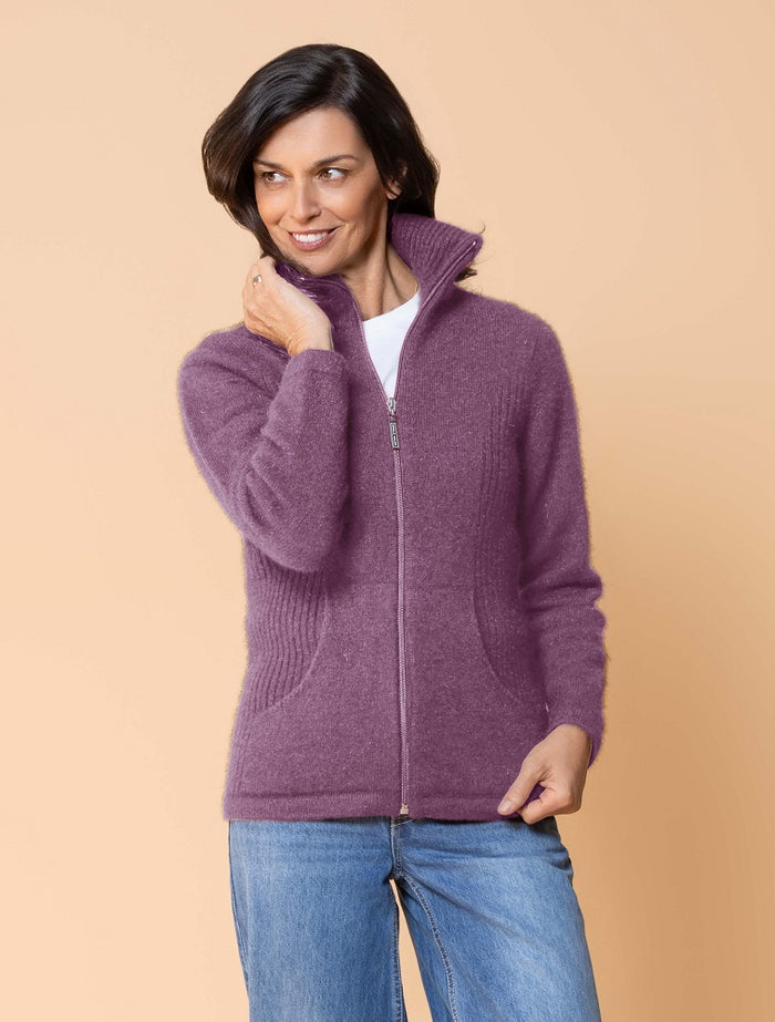 Possum and Merino  NW3005 Market Day Jacket - The ultimate in comfort, this style offers full zip, integrated pockets, turndown rib collar that can be zipped right up, ribbed side panels. WholeGarment seamless construction.