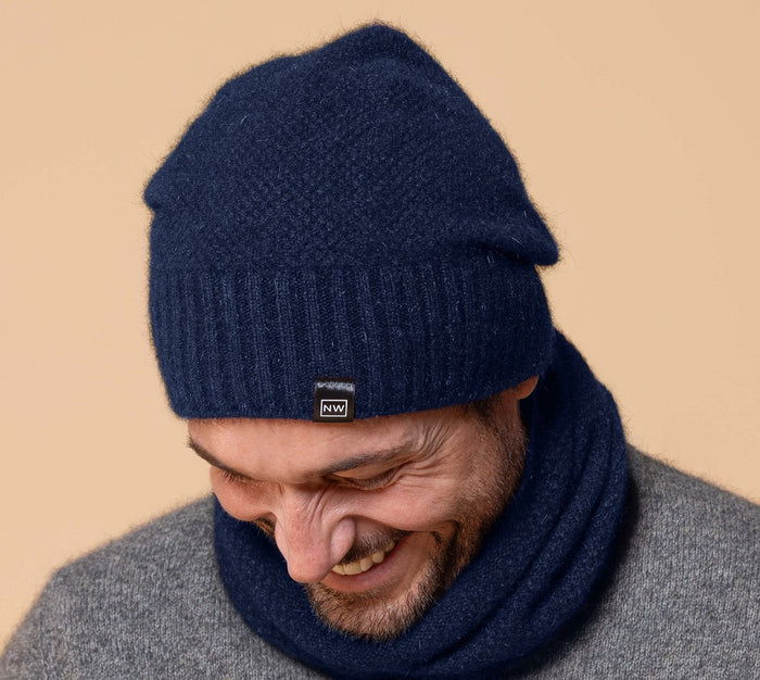 Possum and Merino  NW5073 Moss Baggie Beanie - UNISEX Fashion baggie beanie in plain knit with rib turn up.  Composition - 40% Possum Fur, 53% Merino, 7% Silk  One size