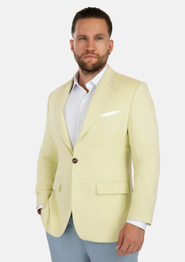 Ellis Olive Cream Linen Blend Jacket - SARTORO