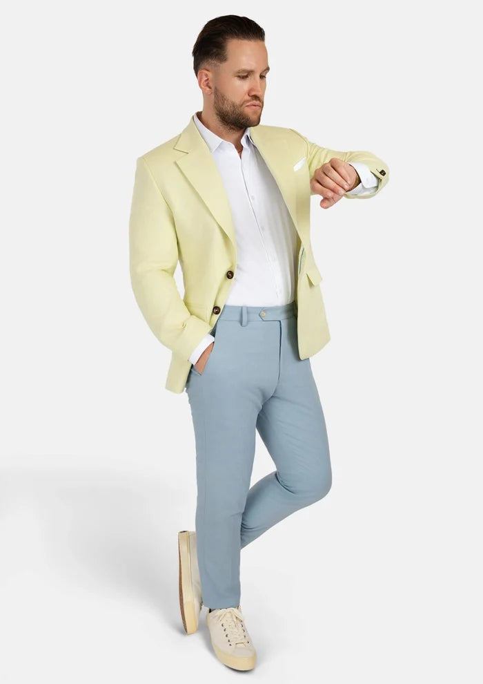 Ellis Olive Cream Linen Blend Jacket - SARTORO