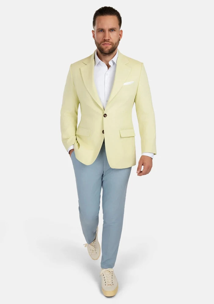 Ellis Olive Cream Linen Blend Jacket - SARTORO