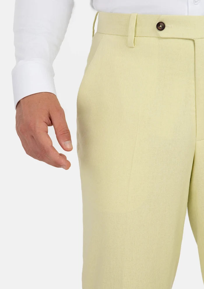 Olive Cream Linen Blend Pants - SARTORO