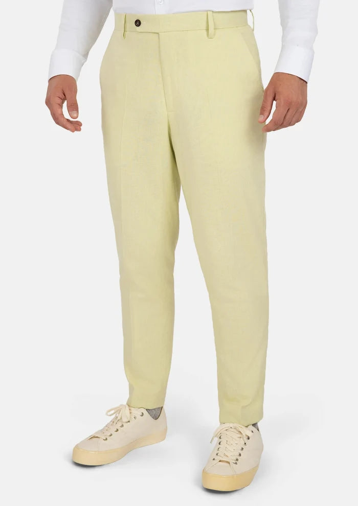 Olive Cream Linen Blend Pants - SARTORO