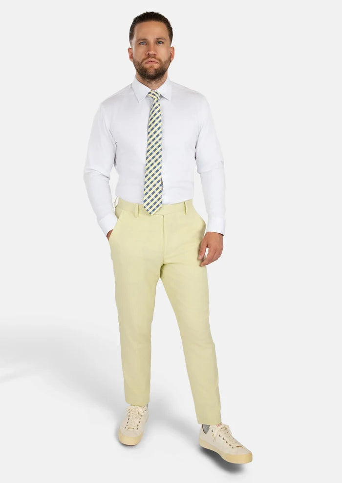 Olive Cream Linen Blend Pants - SARTORO