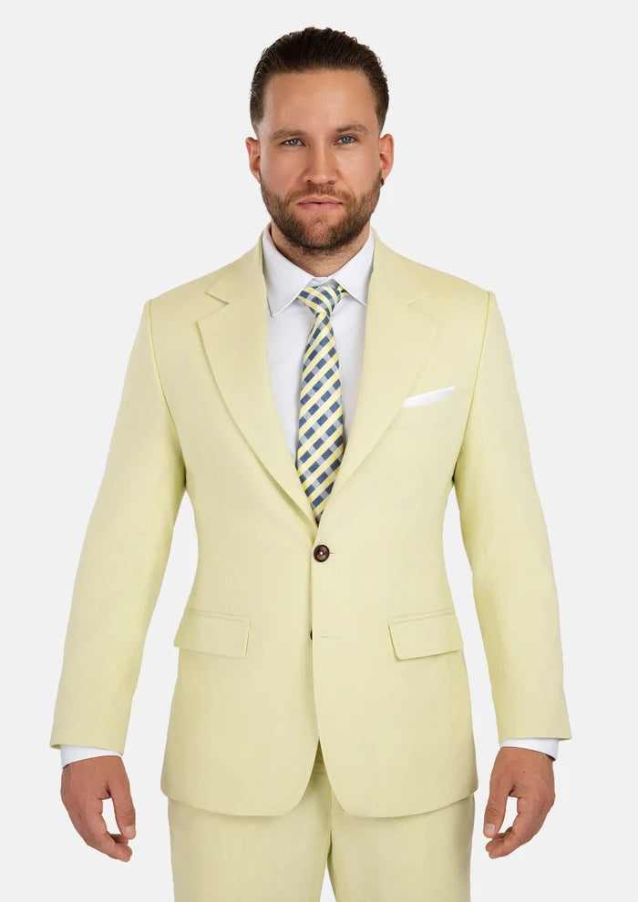 Ellis Olive Cream Linen Blend Suit - SARTORO