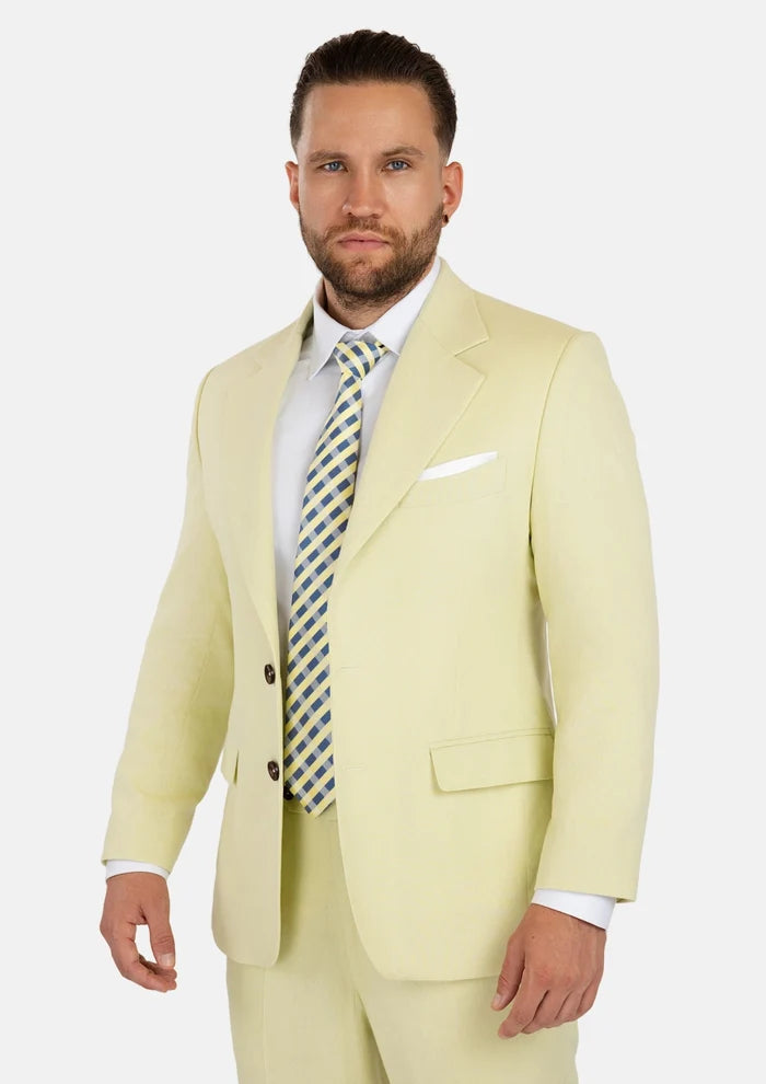Ellis Olive Cream Linen Blend Suit - SARTORO