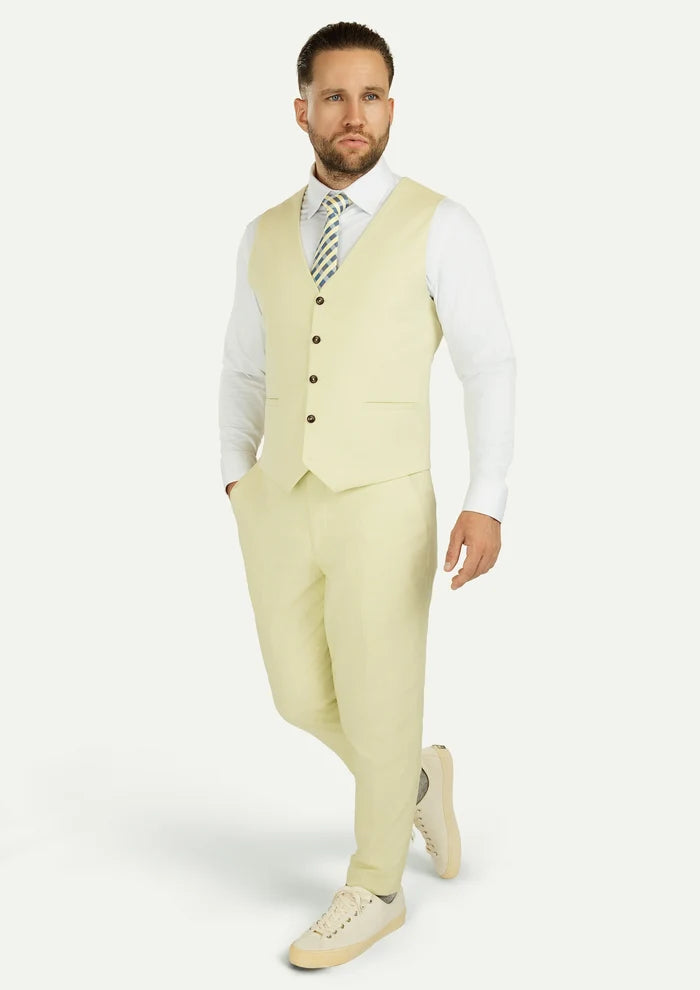 Olive Cream Linen Vest